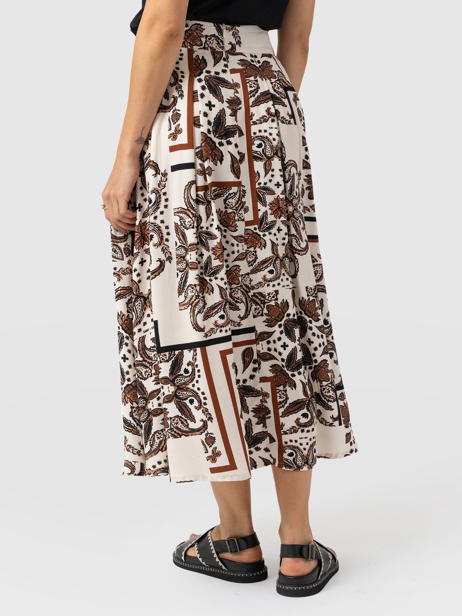 Eliza Pleated Skirt - Cream Paisley - Women's Skirts | Saint + Sofia? USA